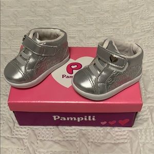 Pampili silver baby shoes